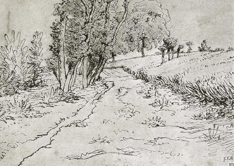 Wheat field with tree, Jean Francois Millet